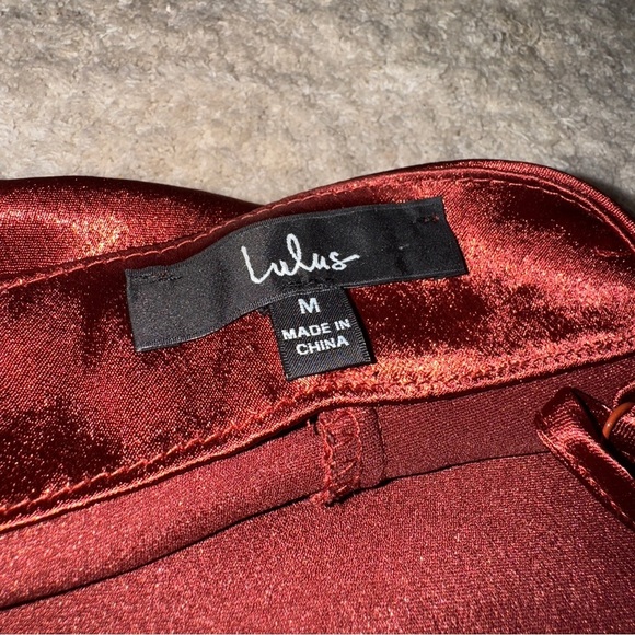 Lulus Brazen Babe Copper Satin Cowl Neck Midi Slip Dress Size Medium - Picture 6 of 6